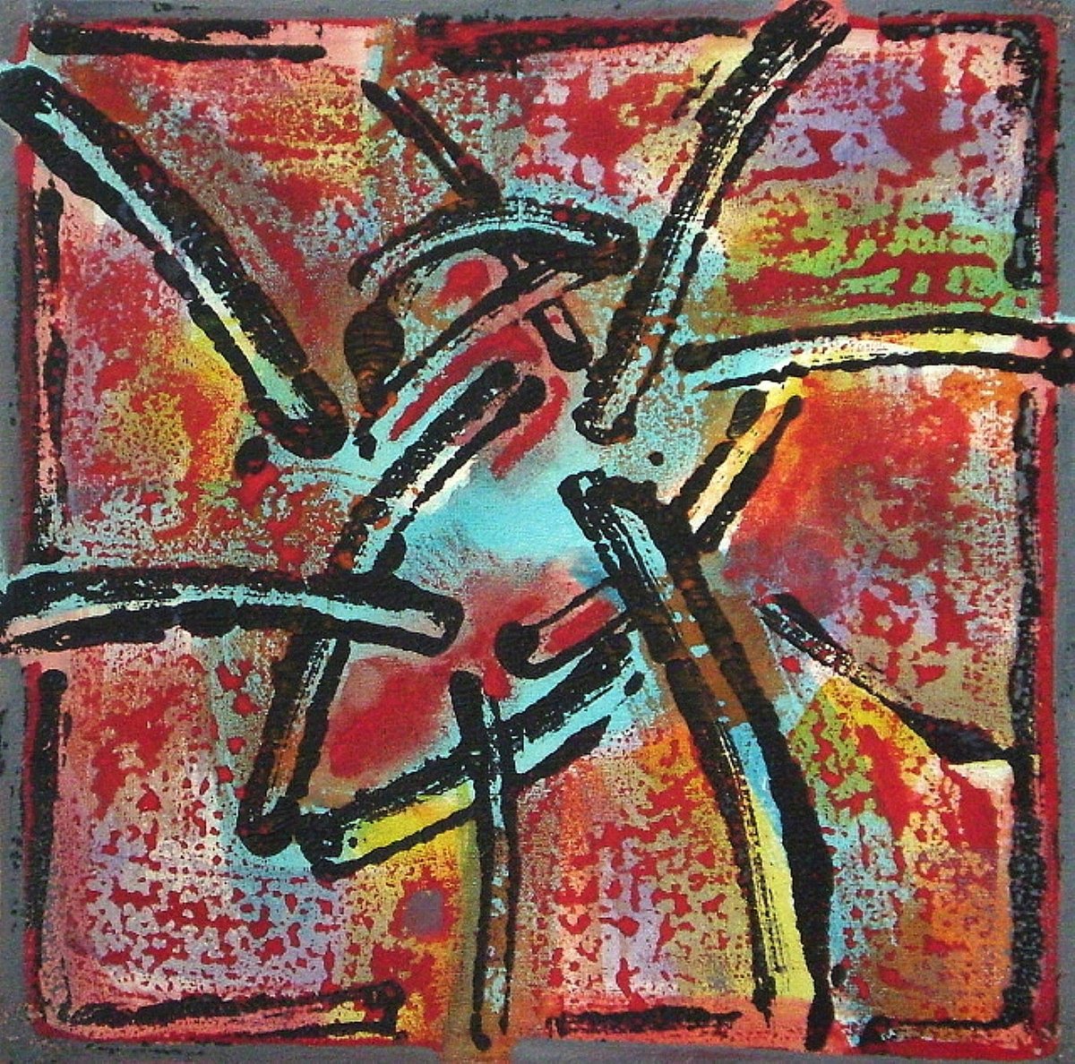 Abstract Acrylic Painting By Stanislav Bojankov, 16 X 16", Heart-X, Original Artwork