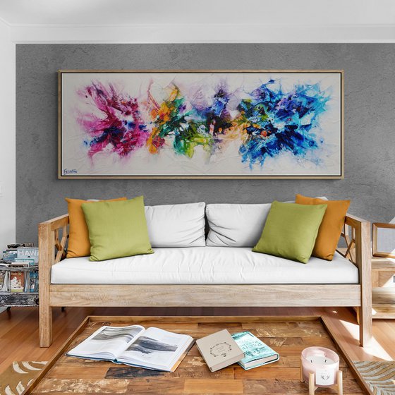 Mini Bouquet 160cm x 60cm Textured Abstract Art