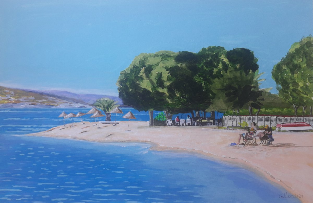Mediterrenian and Aegean beach painting by G.P Alpgiray
