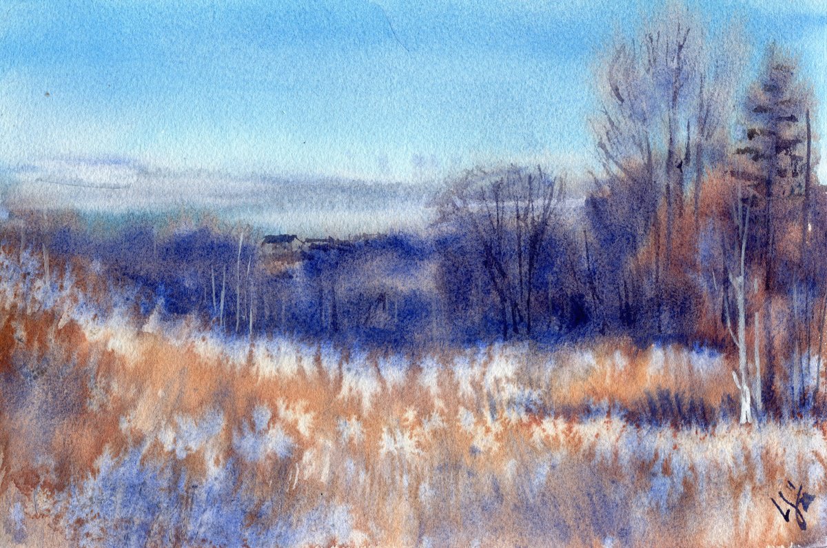 Impressionistic Landscape Watercolour By Svitlana Lagutina, 11 X 7", November