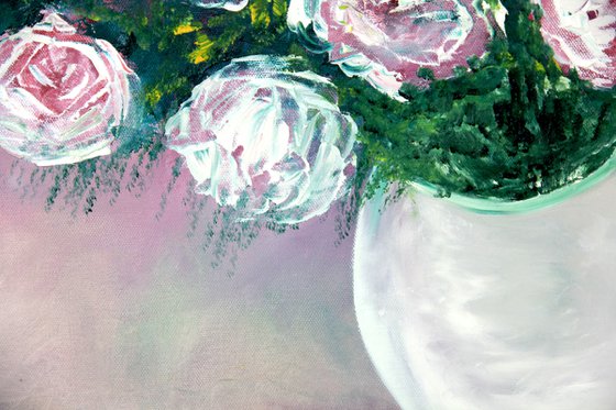 Royal roses in a vase painting on canvas