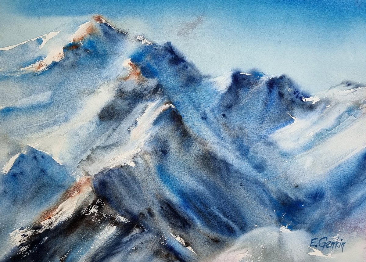 Winter Mountains - 6 Watercolour: Elena Genkin | Artfinder