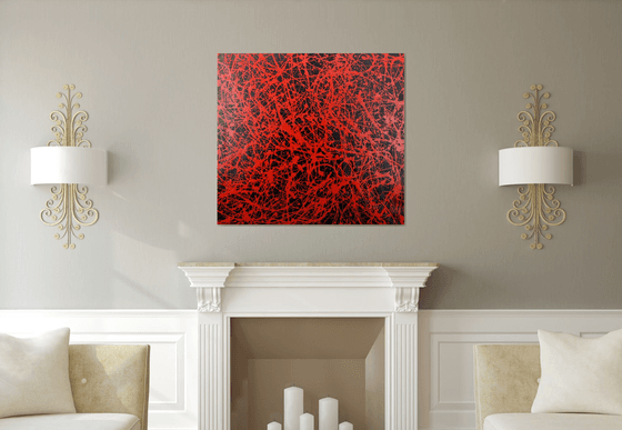 Extra large abstract artwork  (red and black)