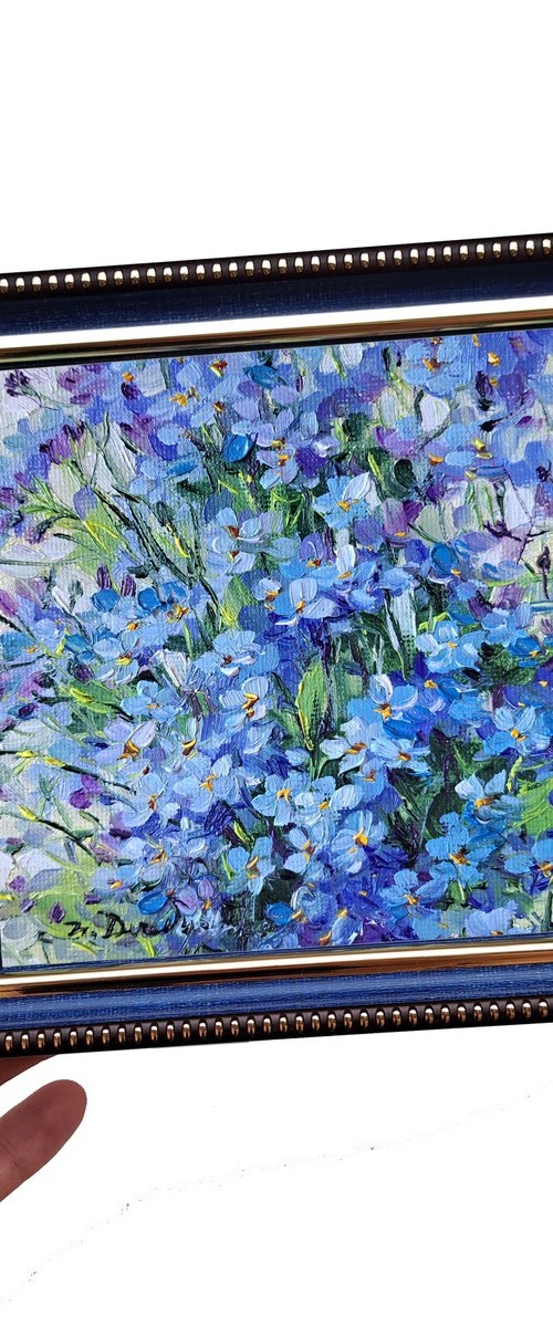 Forget-me-not flowers painting by Nataly Derevyanko