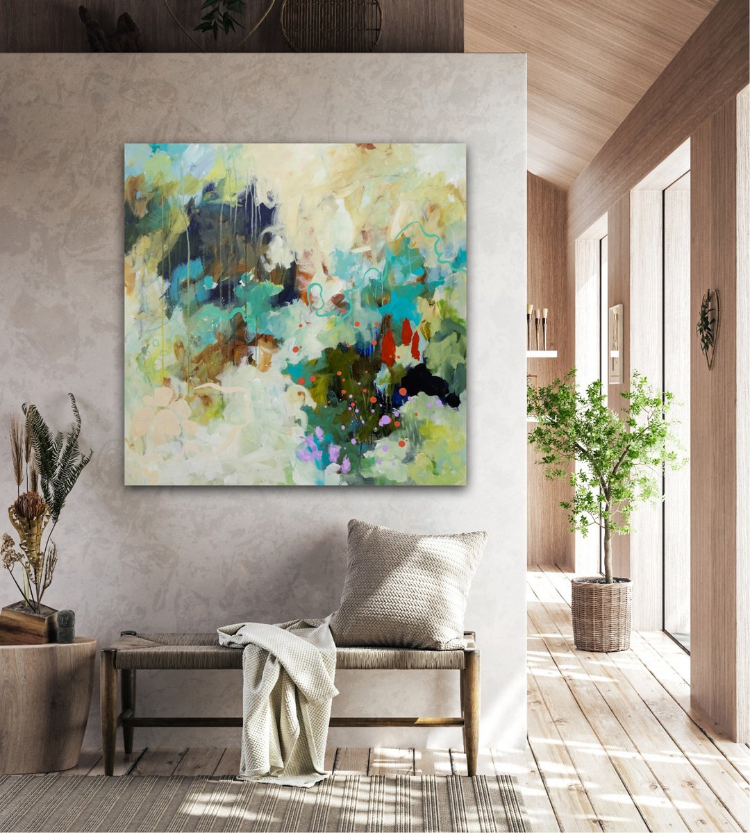 J’ai cueilli pour toi - Abstract landscape painting - Ready to hang by Chantal Proulx
