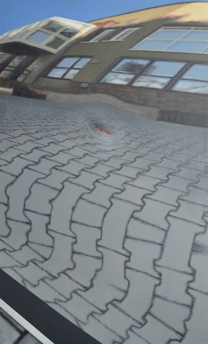 Photorealistic Abstract Acrylic Painting By Wojciech Sumara, 47 X 79", Bodywork Dent I, Original Artwork