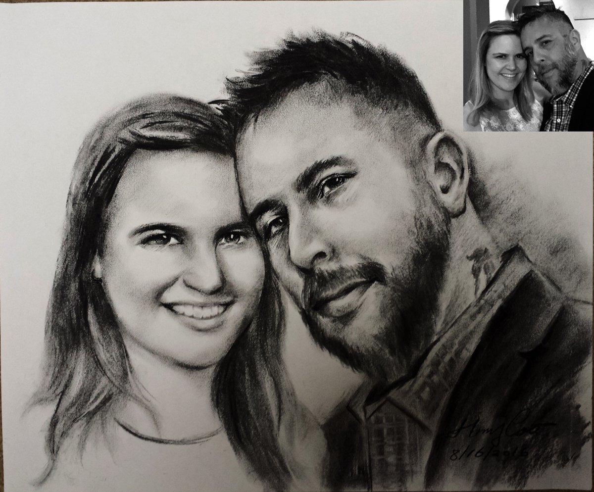 Photorealistic Portrait Charcoal Drawing By Henry Cao, 17 X 14, Customized Portraits, Original Artwork