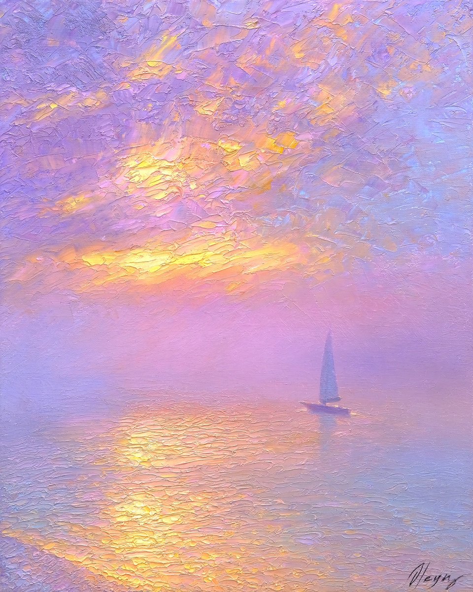 Impressionistic Landscape Oil Painting By Dmitry Oleyn, 16 X 20, Seascape, Original Artwork