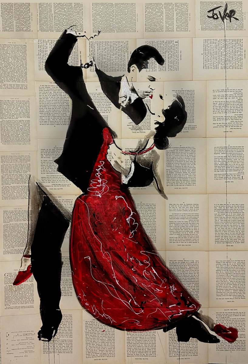 Expressive Portrait Ink Drawing By Loui Jover, 34 X 49", The Last Dance, Original Artwork