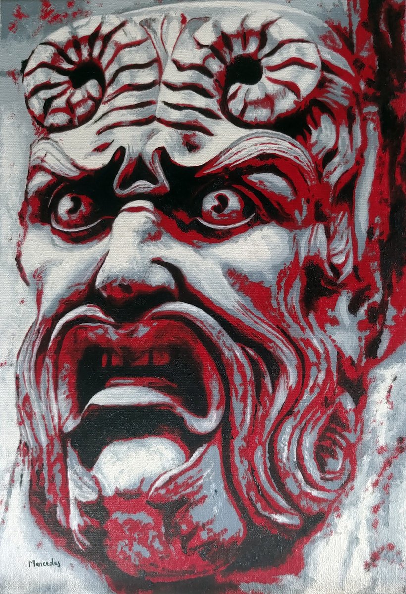 Urban And Pop Cityscapes Oil Painting By Mercedes Soret, 15 X 22", Mascaron Of Pont Neuf (Paris), Original Artwork