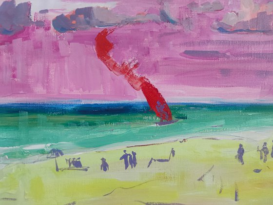 Vibrant Seascape: "Marine Bubble Gum" - Original Artwork by Linda Clerget