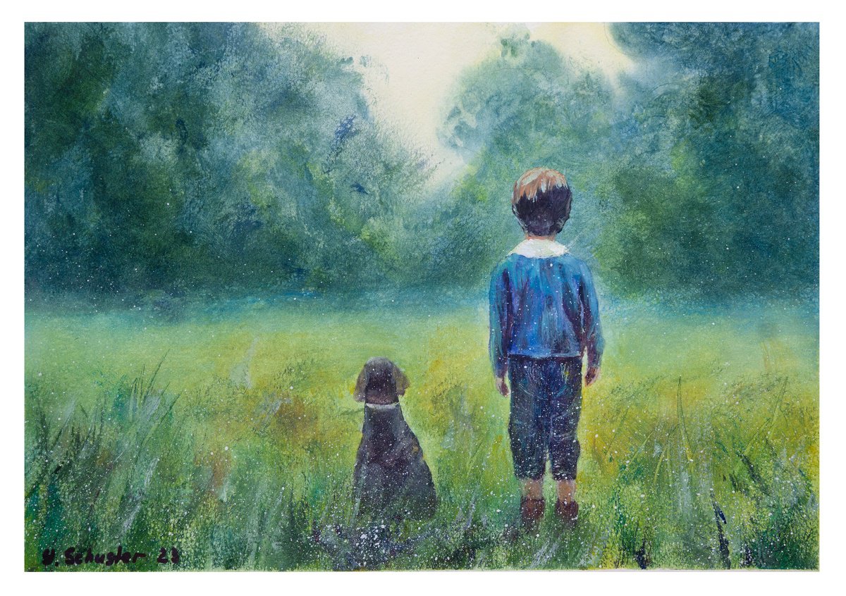 Impressionistic Cityscapes Acrylic Painting By Yulia Schuster, 16 X 12", Whimsical Wanderers, Original Artwork