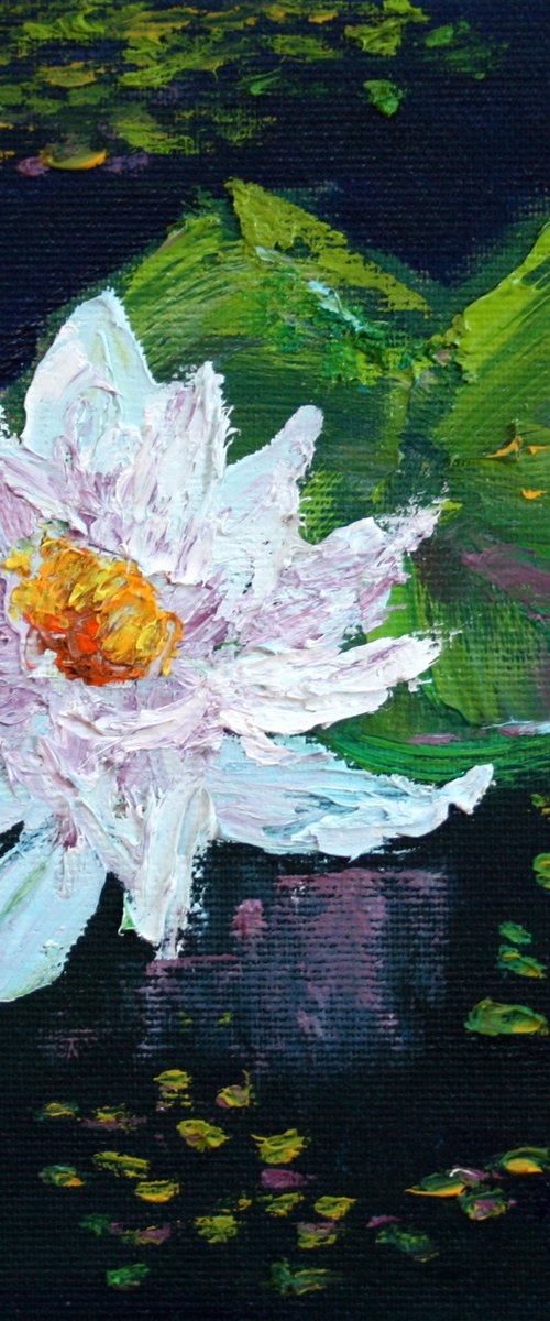 WATER LILY II. 7"x7"  PALETTE KNIFE / From my a series of mini works WORLD OF WATER LILIES /  ORIGINAL PAINTING by Salana Art