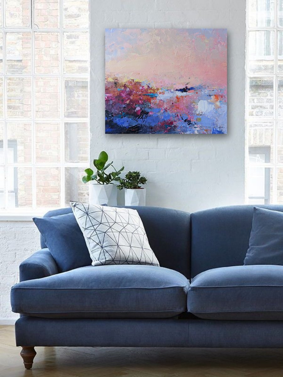 Expressive Landscape Acrylic Painting By Anna Silabrama, 24 X 20, - ?Frosty Harmony - ?, Original Artwork