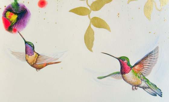 "Flowers and Hummingbirds"