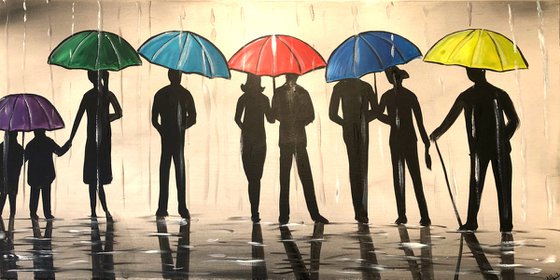 The Silhouettes And Umbrellas