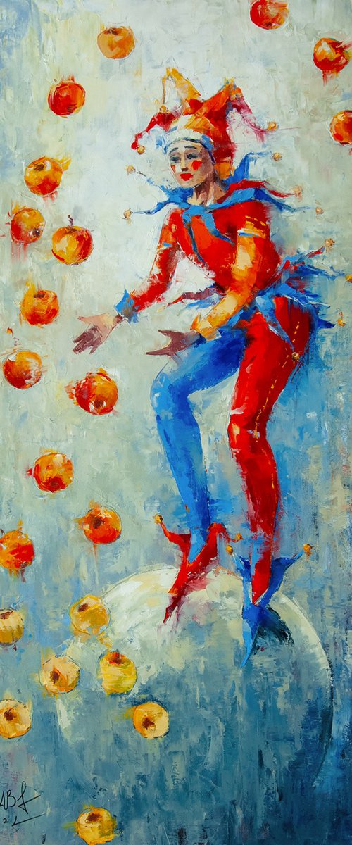 Young Harlequin with Apples by Anna Ravliuc