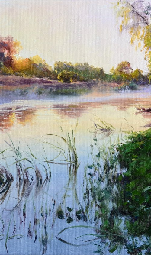 Warm sunrise over the water by Ruslan Kiprych