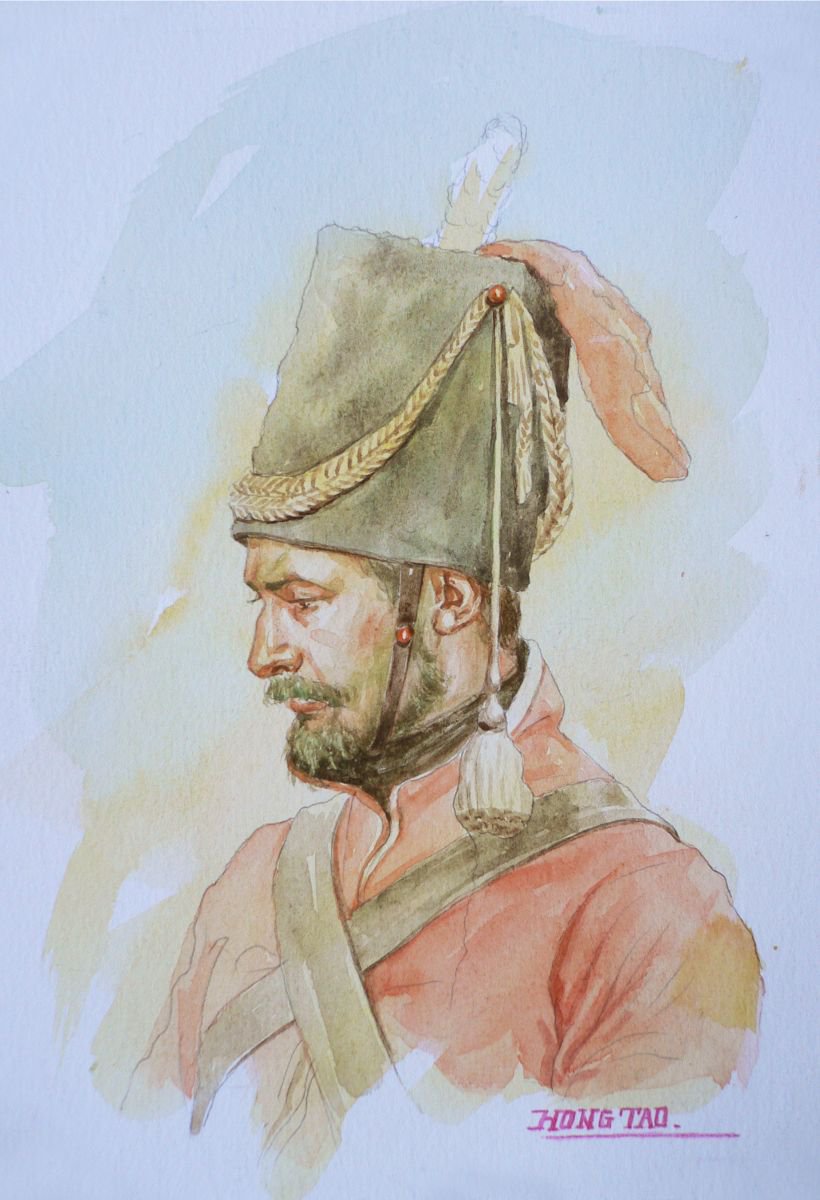 watercolour portrait of solider #16-5-6 by Hongtao Huang