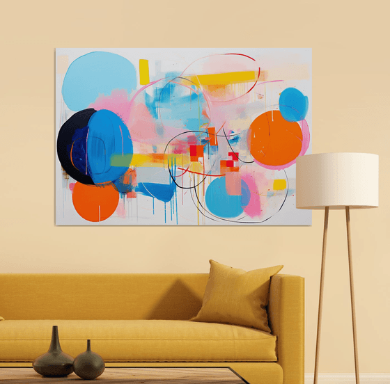 Emotional abstract with Cerulean and Pumpkin orange circles 0612231