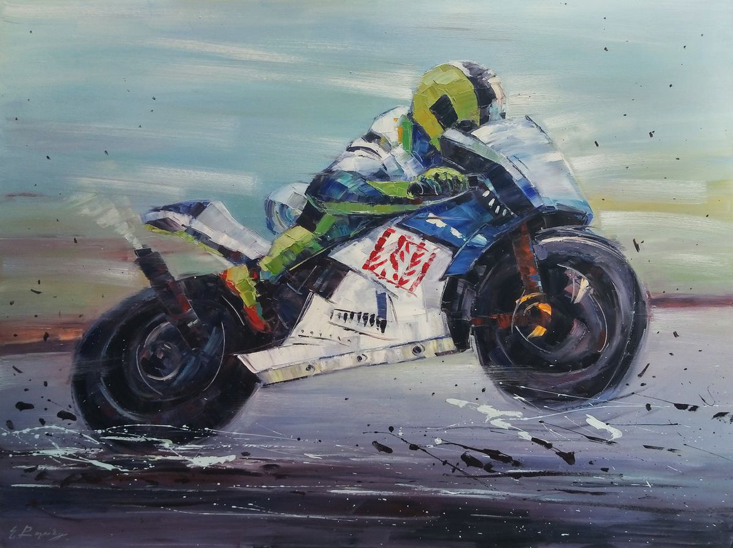 Motorbike 1 Oil Painting 80x100cm Impressionis Artfinder