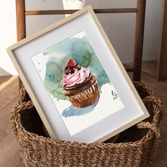 "Cake" original watercolor food illustration