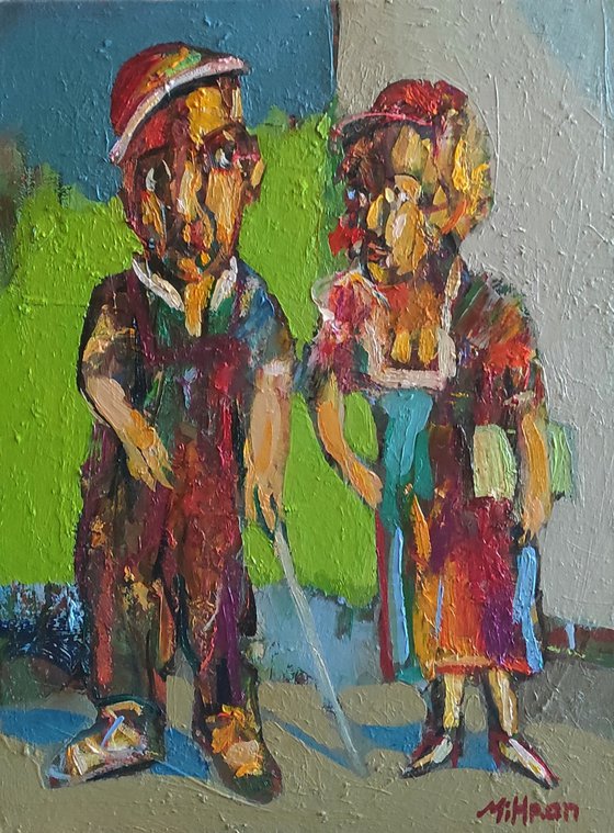 Meeting (30x40cm, oil painting, ready to hang)