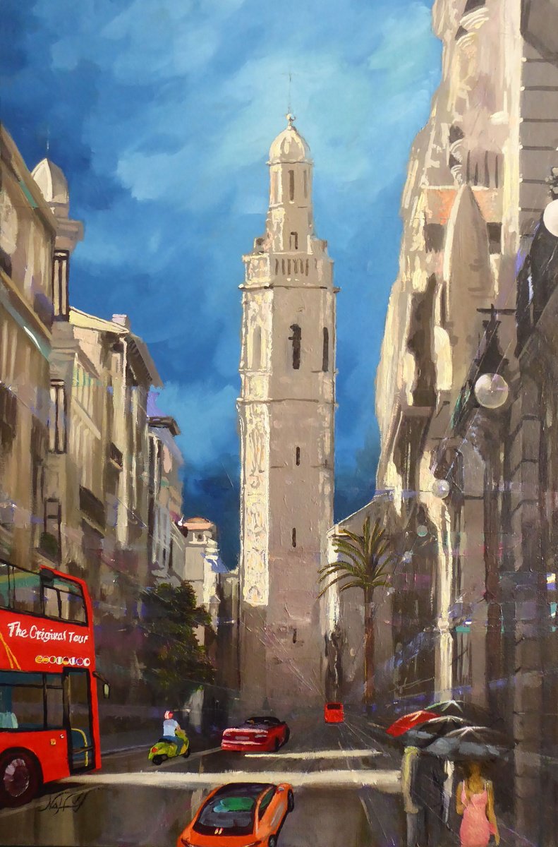 Impressionistic Transport Oil Painting By Narek Hambardzumyan, 21 X 32", Europa, Original Artwork