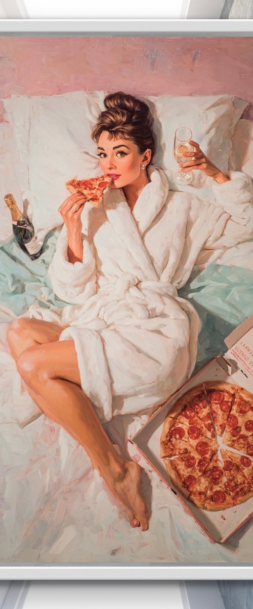 Pizza with Audrey Hepburn by Yass Paints