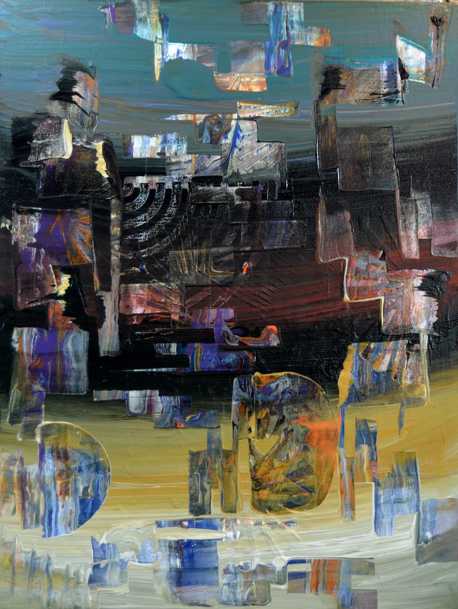 Organic Abstract Acrylic Painting By Lucian Richards, 22 X 29", Taliesin, Original Artwork