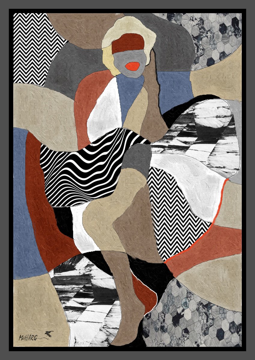 Urban And Pop Abstract Painting By Joe Mcharg, 30 X 42, Marilyn T, Original Artwork