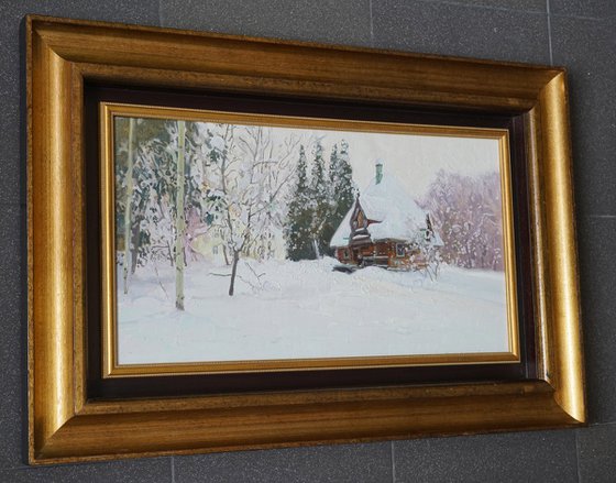 Teremok bathhouse in Abramtsevo in winter