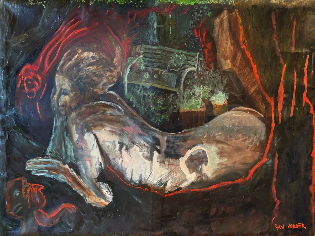 Expressive Portrait Painting By Ryan Louder, 48 X 36", Midsummer Nights Dream, Original Artwork