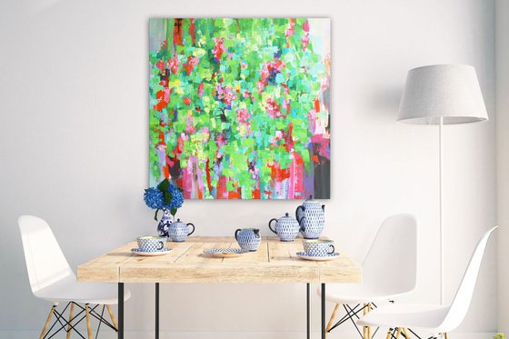 Hanging garden ( large textured abstract flower painting - ready to hang)