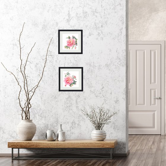 Peonies - Chinese painting, Watercolor painting