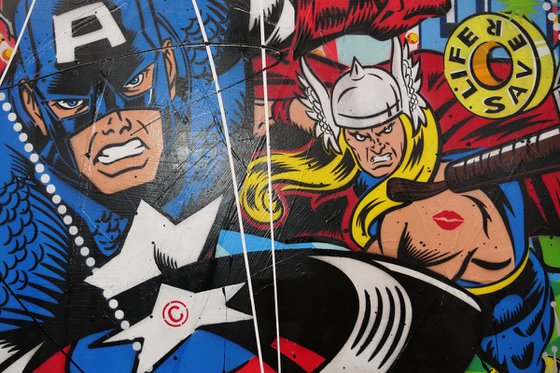 The Magnificent Seven 240cm x 100cm Avengers Textured Urban Pop Art