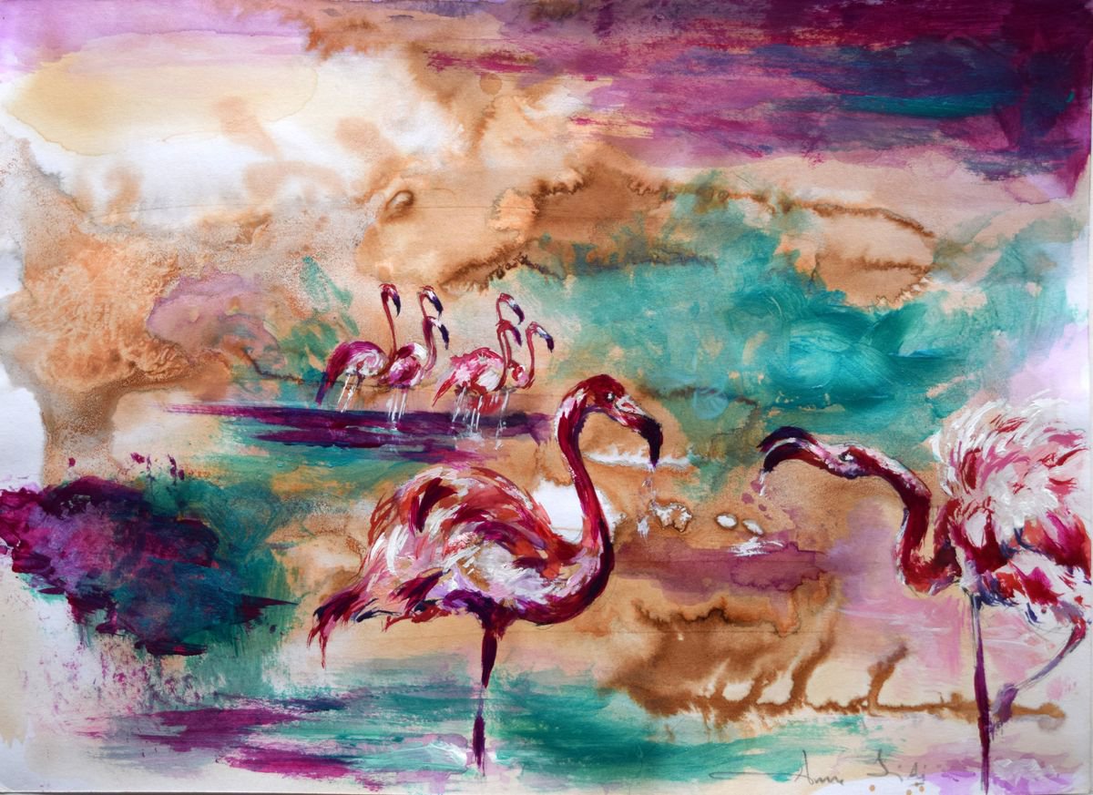 The lake II / Watercolour by Anna Sidi-Yacoub