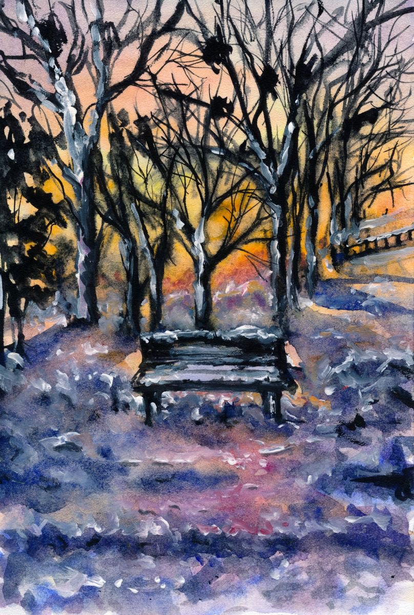 Expressive Landscape Watercolour By Doriana Popa, 5 X 7, Lonely, Original Artwork