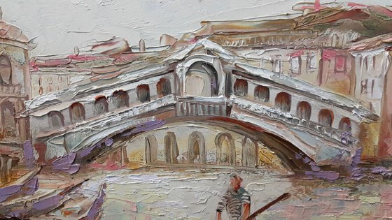 Rialto Bridge with gondolier