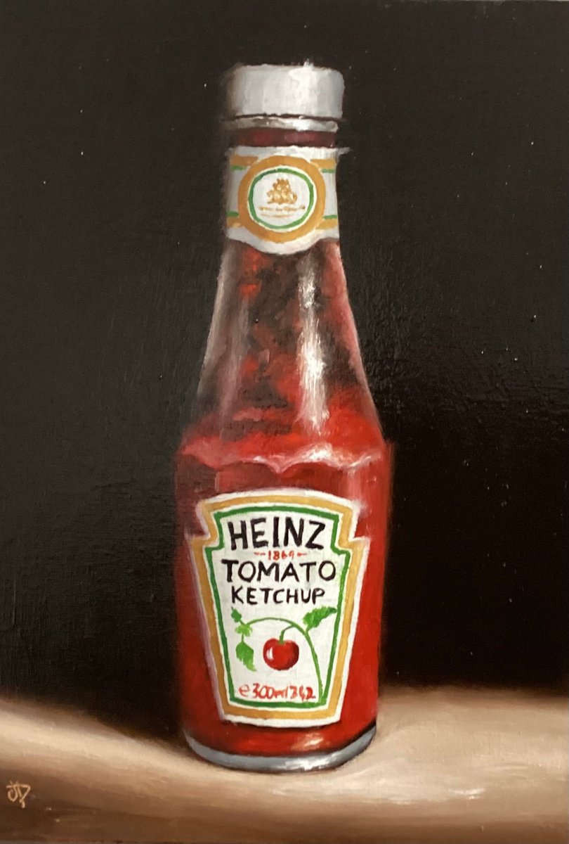 Photorealistic Oil Painting , Tomato Ketchup Still Life By Jane Palmer Art, 11 X 14, Artwork For Sale On Artfinder