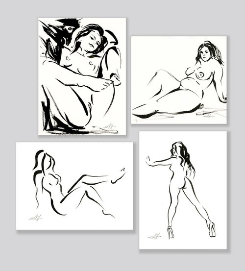 Brushstroke Nude Goddess Collection -  Set 1 by Kathy Morton Stanion by Kathy Morton Stanion