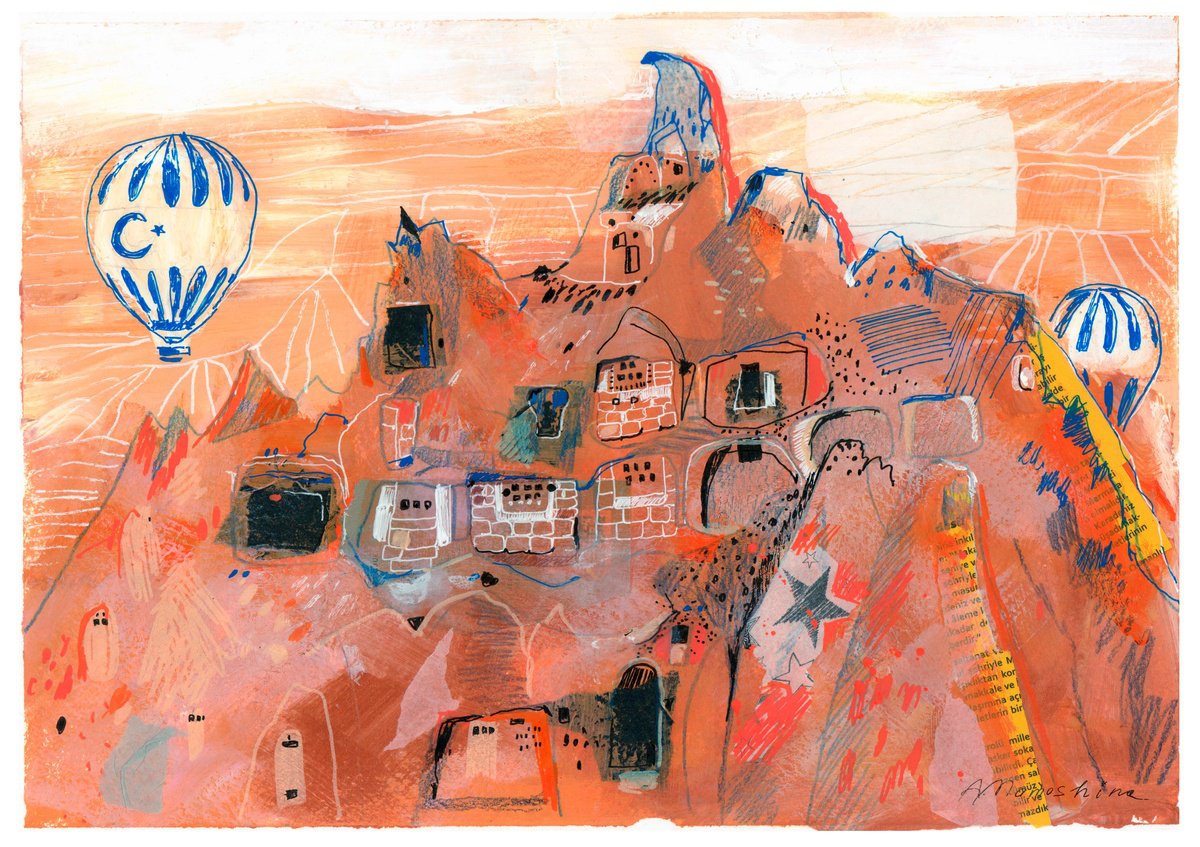 Impressionistic Cityscapes Painting By Anastasia Mamoshina, 16 X 12, Fairyland Of Cappadocia, Original Artwork