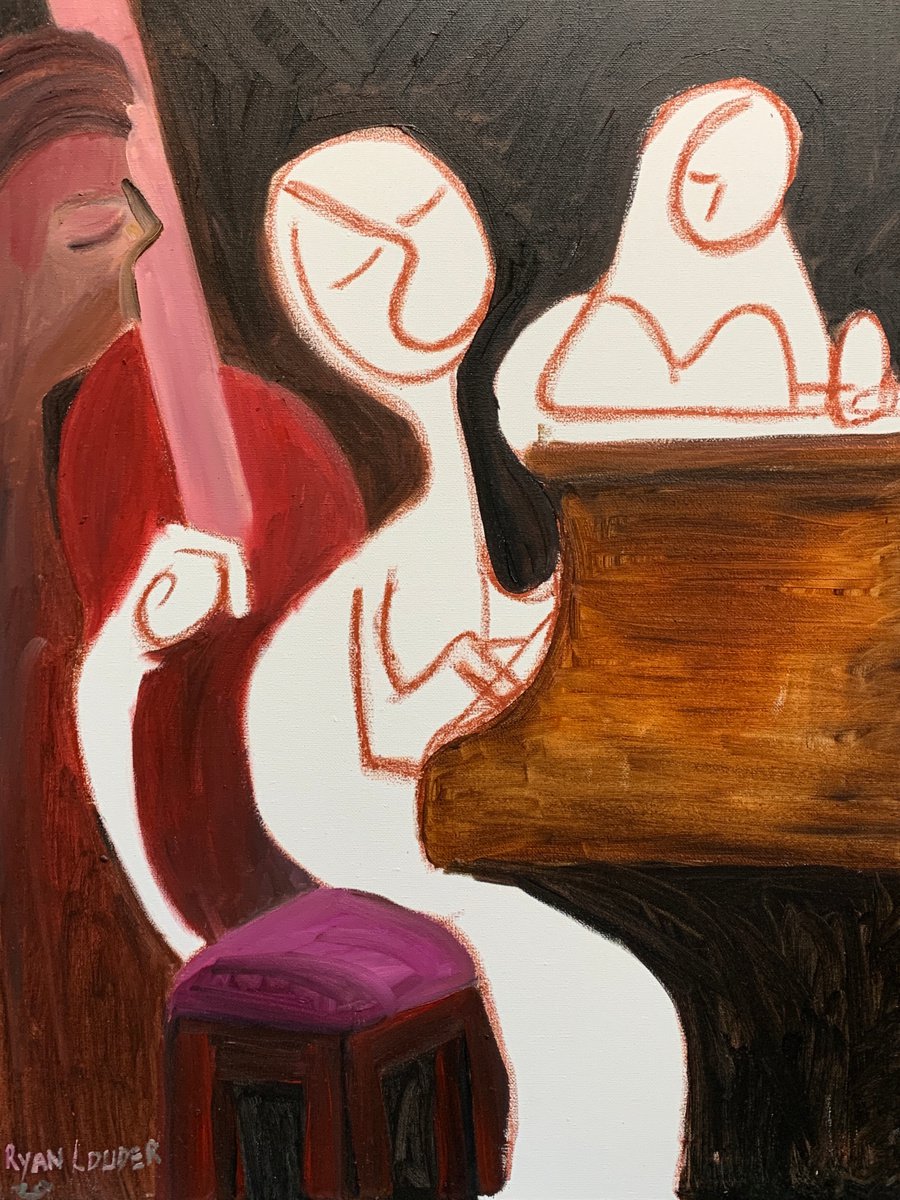 Jazz Trio Oil On Canvas by Ryan  Louder