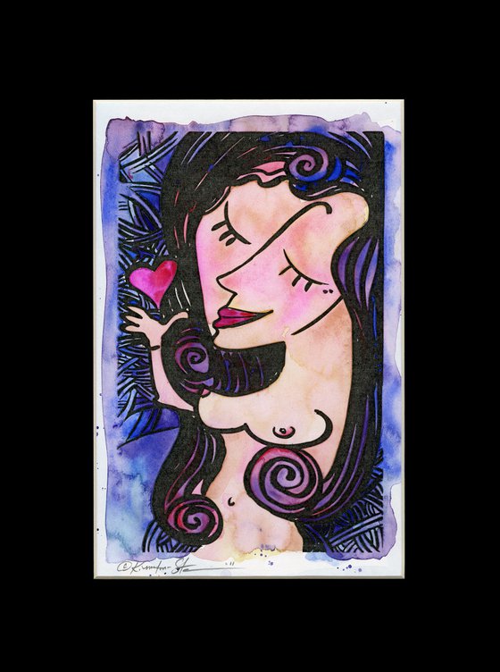 Goddess Collection - Matted Watercolor Paintings by Kathy Morton Stanion