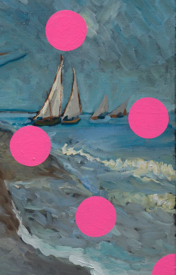 Fishing Boats with Pink Circles