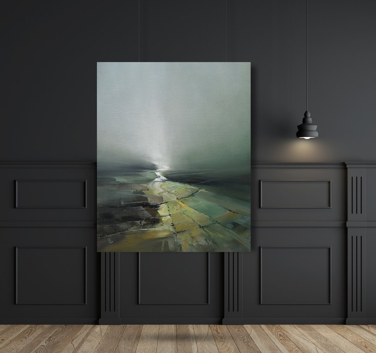 Abstract Landscape Acrylic Painting By Ivan Grozdanovski, 31 X 39, Beneath The Shadow 7, Original Artwork