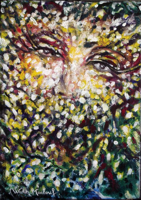 FOLIAR FEMININ LOOK (Foliar Portray) - Illusionistic figure-Extracting shapes and forms from Lebanese nature - 50x70 cm