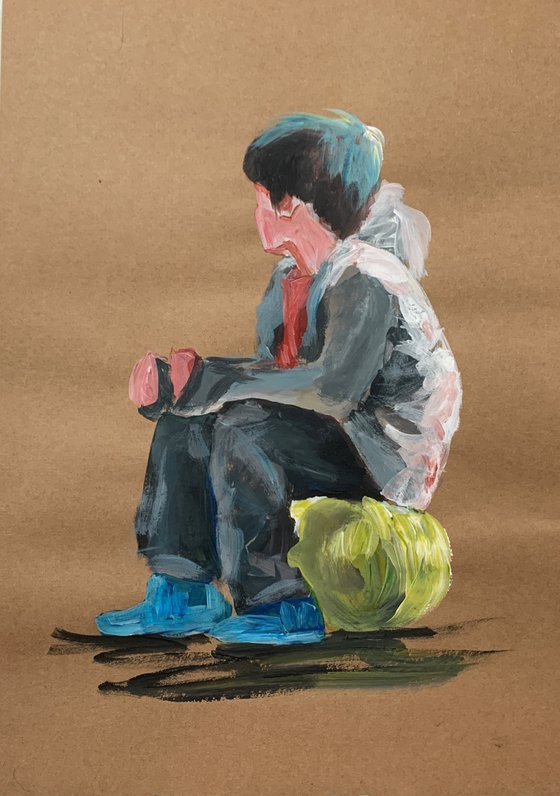 Sitting Little boy.