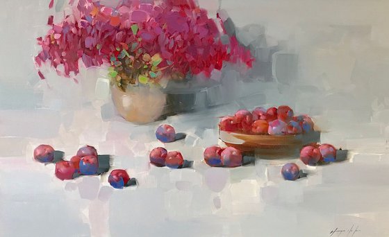Still Life with Flowers, Oil painting, One of a kind, Handmade artwork