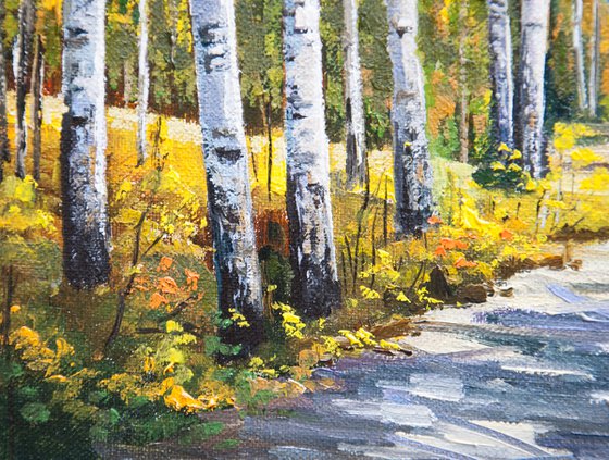 Autumn grove. Oil painting. Original Art. 12 x 12in.